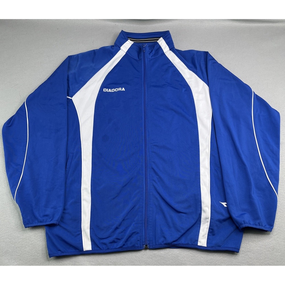 Diadora Track Jacket Mens Medium Blue Full Zip  Running Crossfit Italy